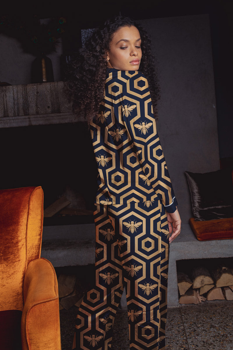 Honeycomb cotton print nightwear