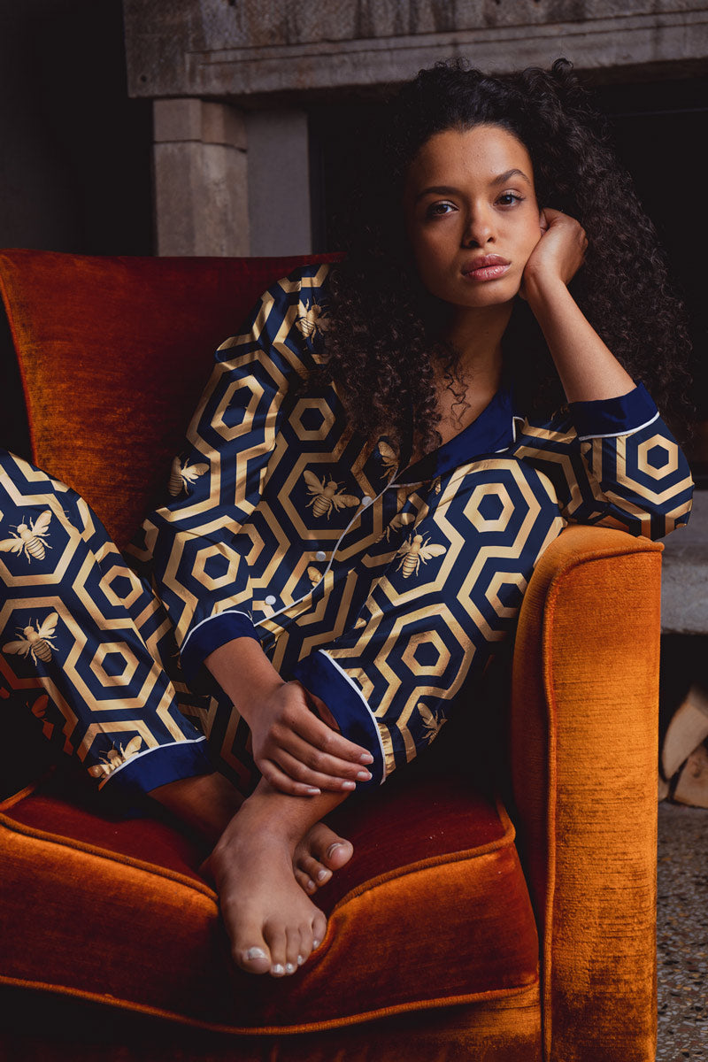 Honeycomb cotton print nightwear