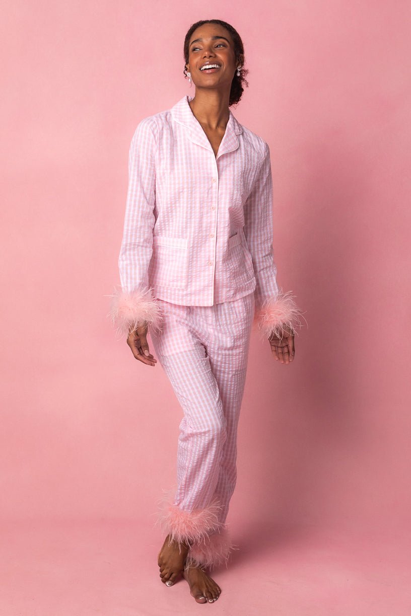 Check luxe Feather nightwear