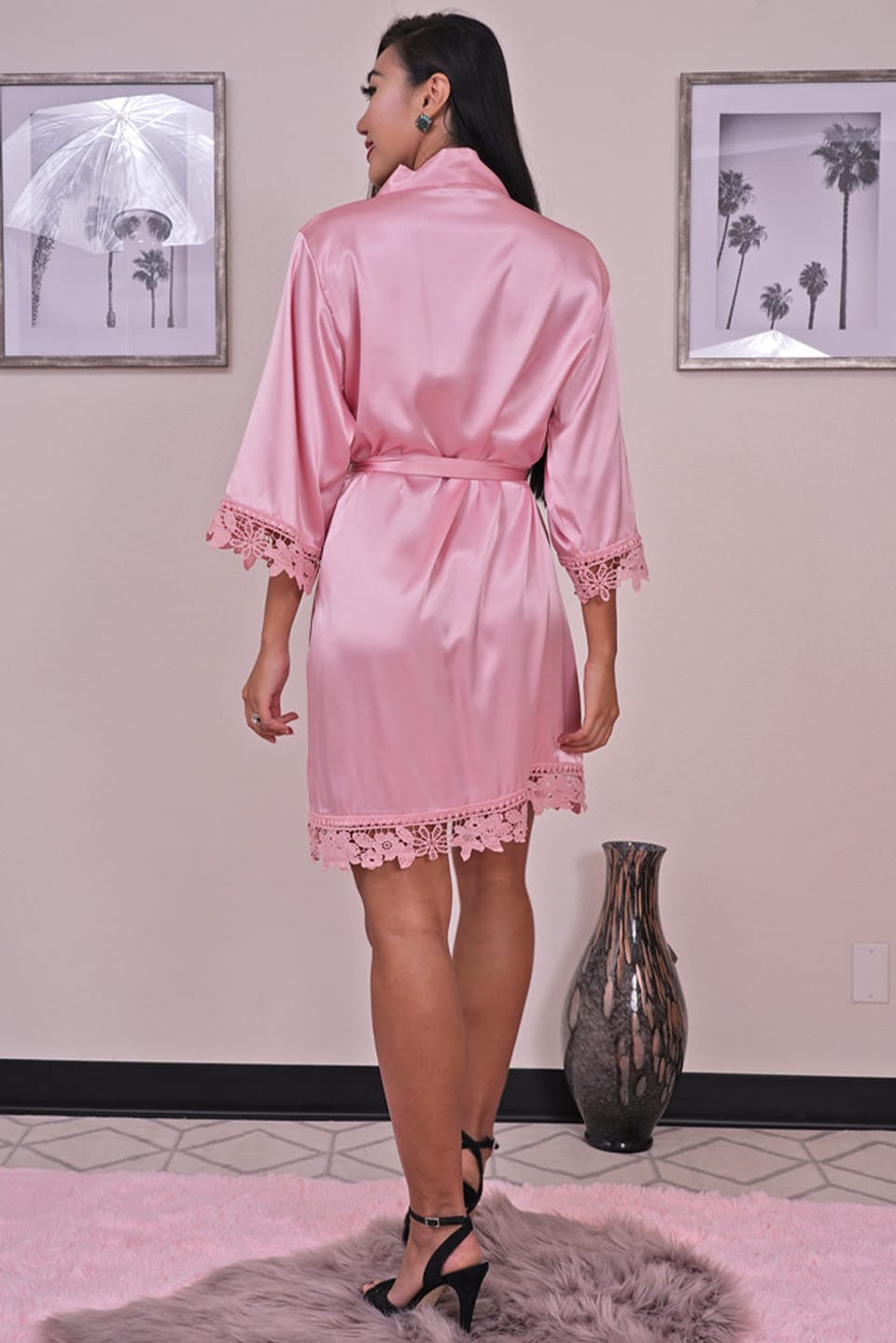 Lace Trim Bride Robe