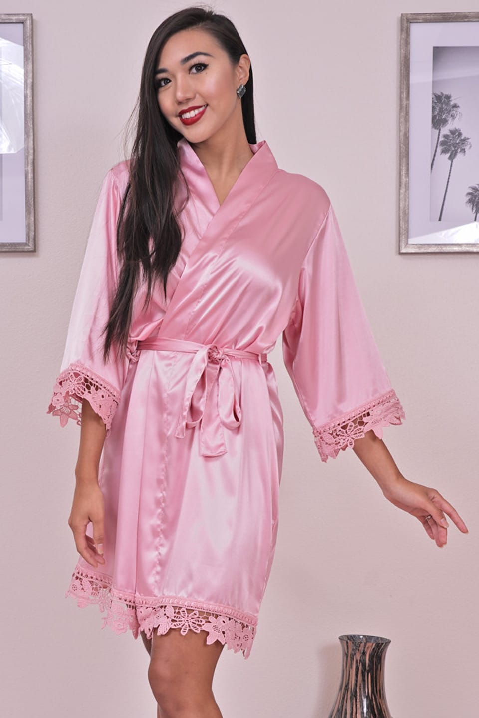 Lace Trim Bride Robe