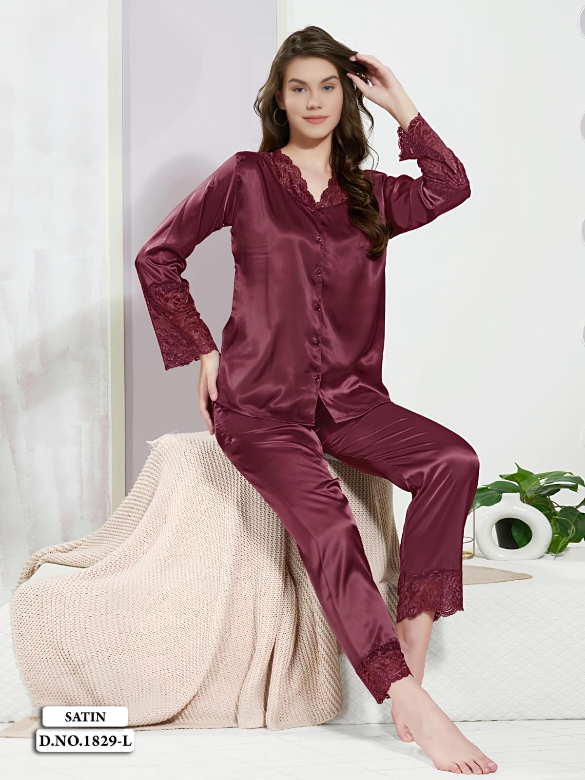 Lace Satin Sleepwear Set