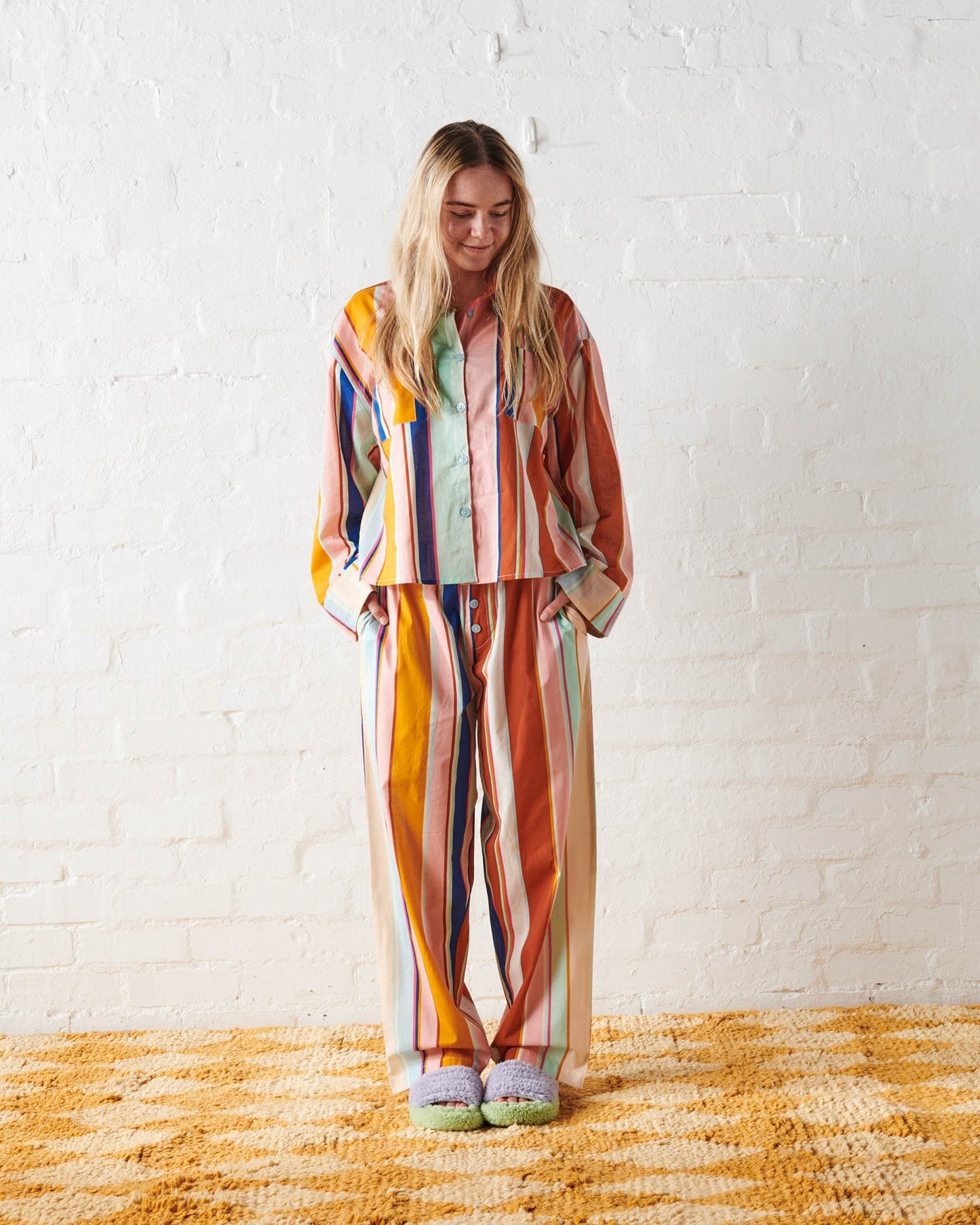 JAIPUR STRIPE TEEN ORGANIC COTTON LONG SLEEVE SHIRT & PANT PYJAMA SET
