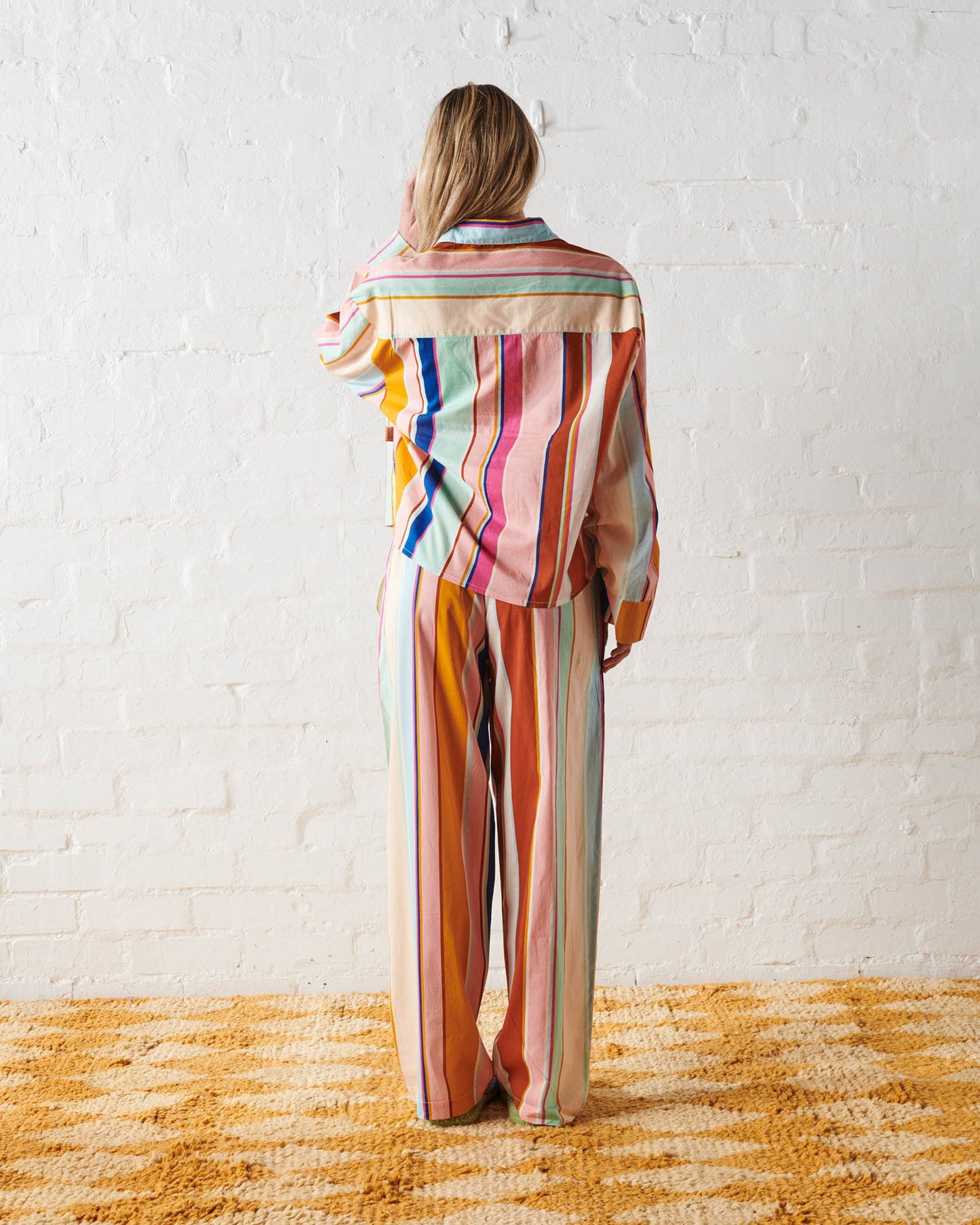 JAIPUR STRIPE TEEN ORGANIC COTTON LONG SLEEVE SHIRT & PANT PYJAMA SET