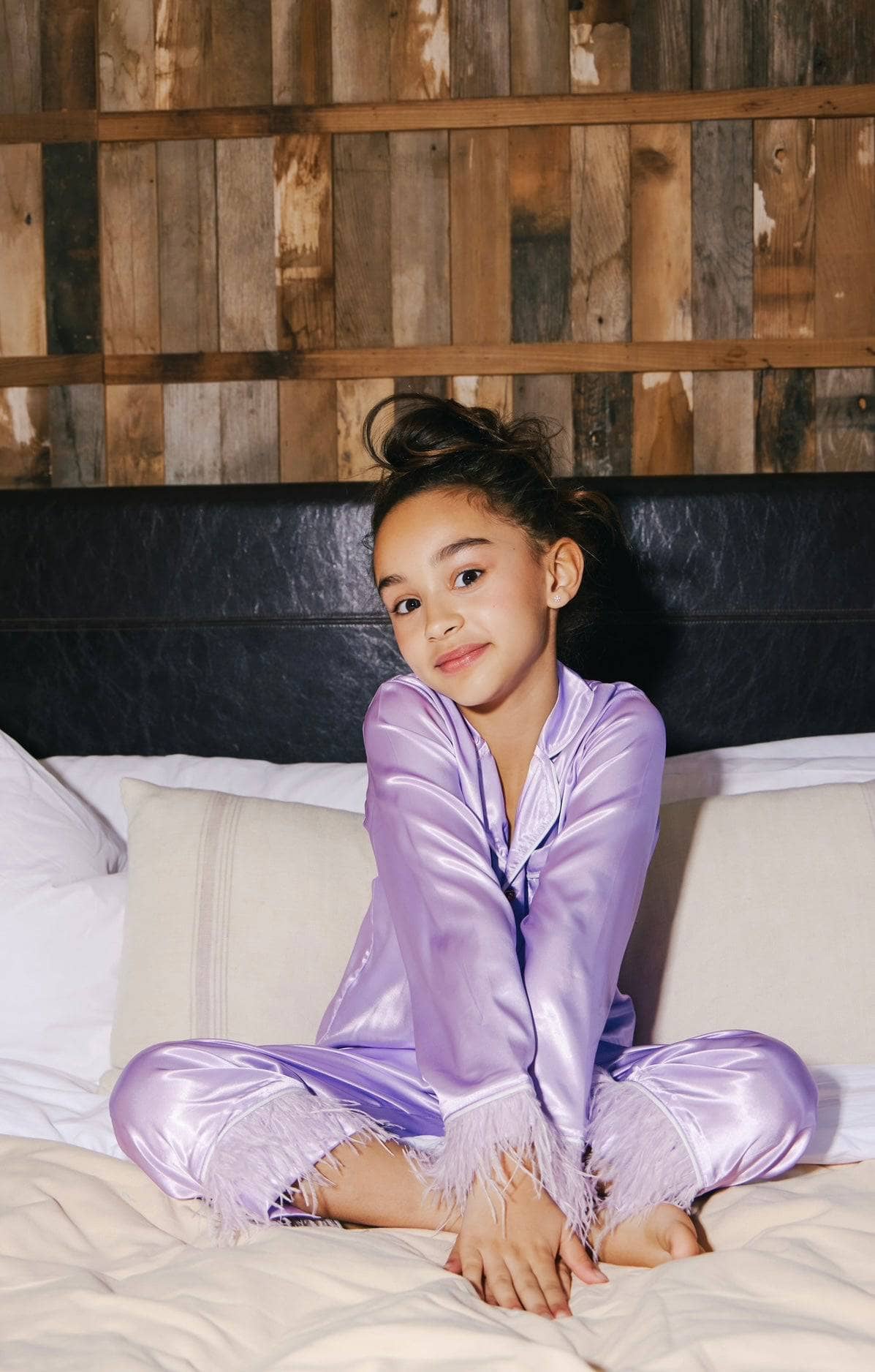 Satin feather kids nightwear