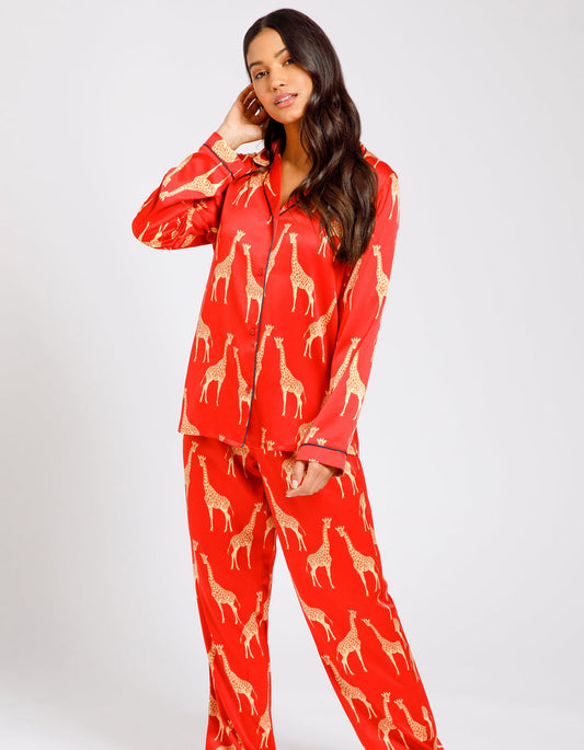 Red Giraffe Print nightwear