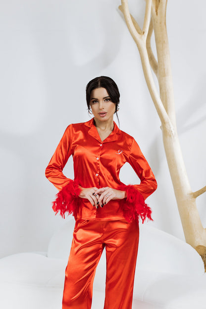 Luxe Satin Feather Nightwear collection