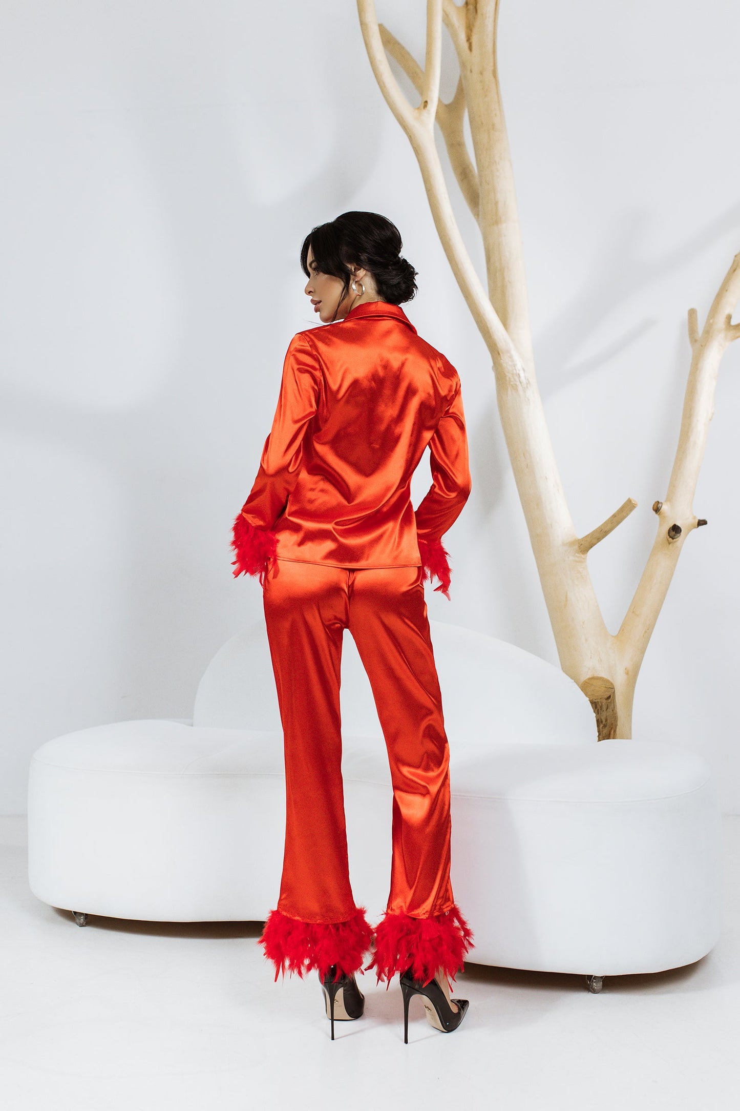 Luxe Satin Feather Nightwear collection