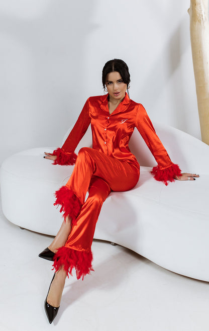 Luxe Satin Feather Nightwear collection