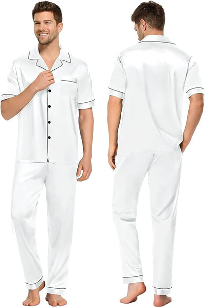 Satin Couple Nightwear - White