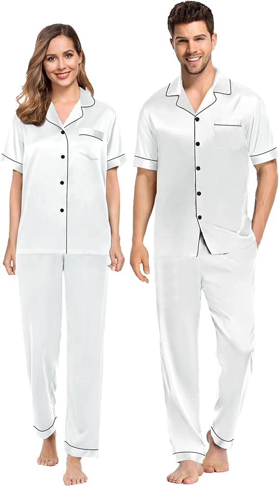 Satin Couple Nightwear - White