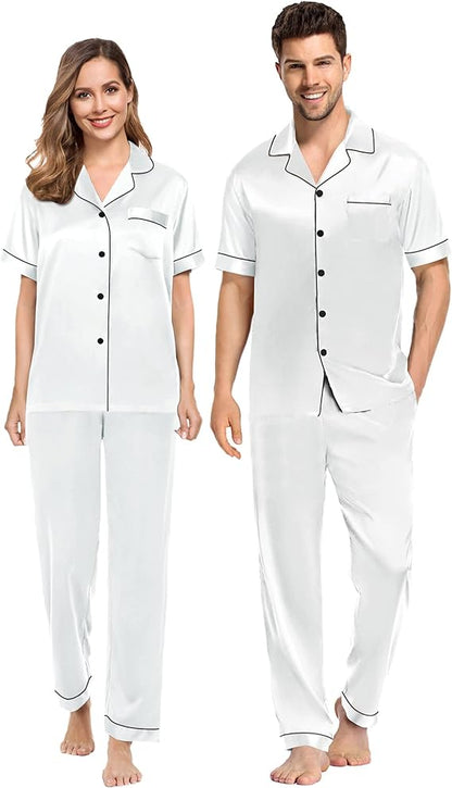 Satin Couple Nightwear - White