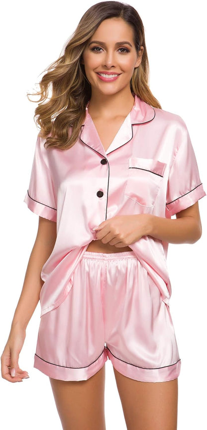 3 piece satin loungewear  - Baby Pink