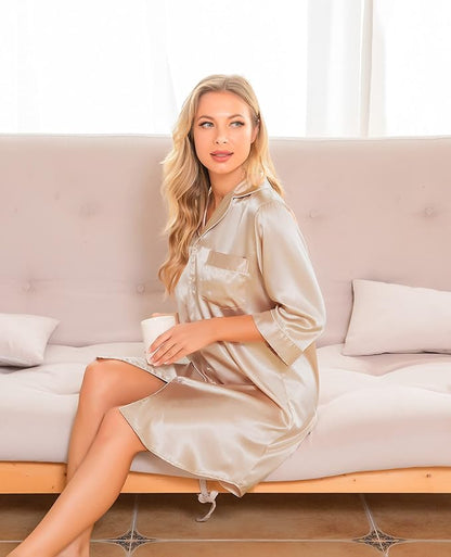 Satin  Sleepshirt -Golden