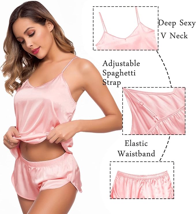 4 Piece Satin Nightwear Set