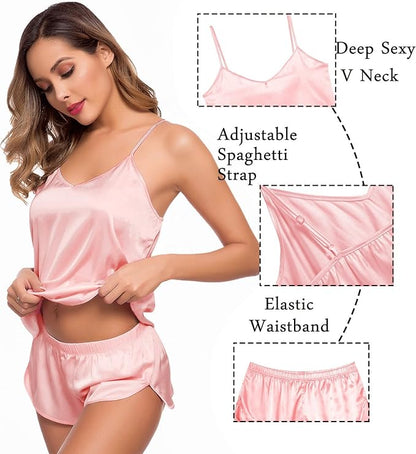 4 Piece Satin Nightwear Set