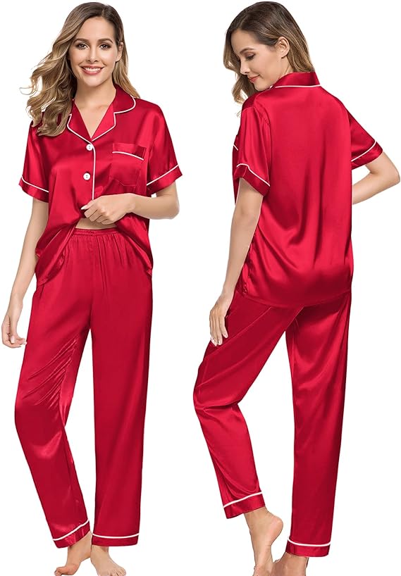 Satin Couple Nightwear - Red