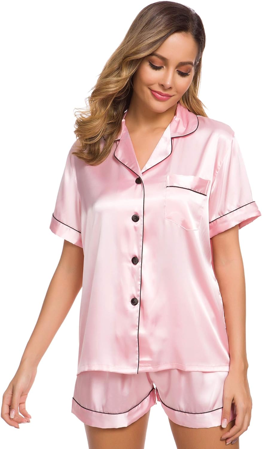 3 piece satin loungewear  - Baby Pink
