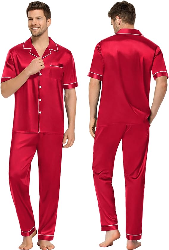 Satin Couple Nightwear - Red
