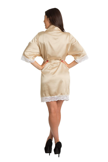 White lace trim bridal robe