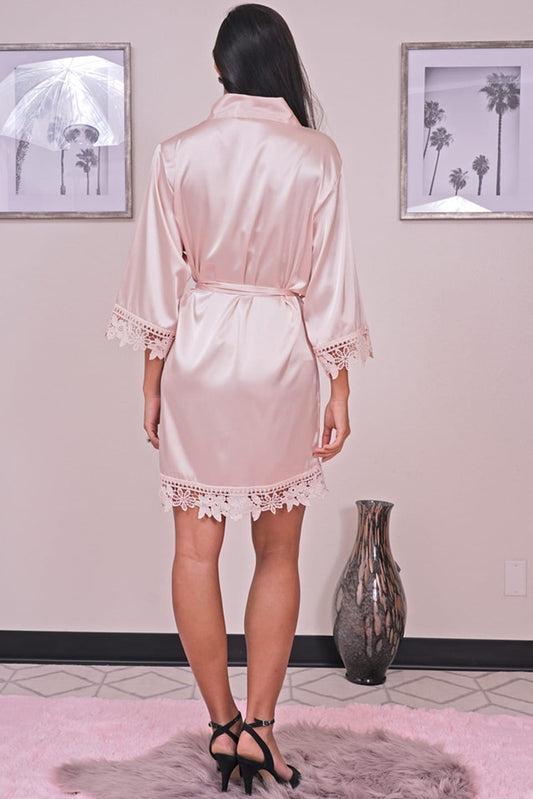 Lace trim bride robe