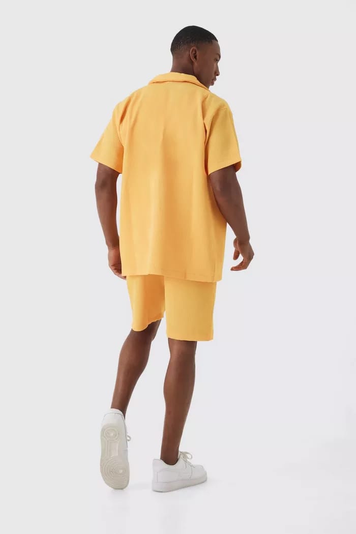 Yellow  cotton men coord set