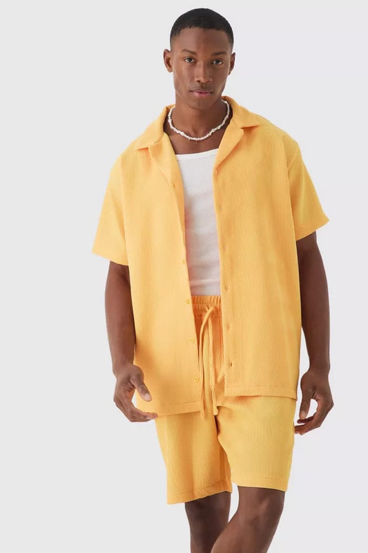 Yellow  cotton men coord set