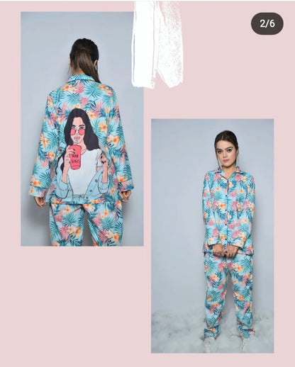 Tropical back print nightwear