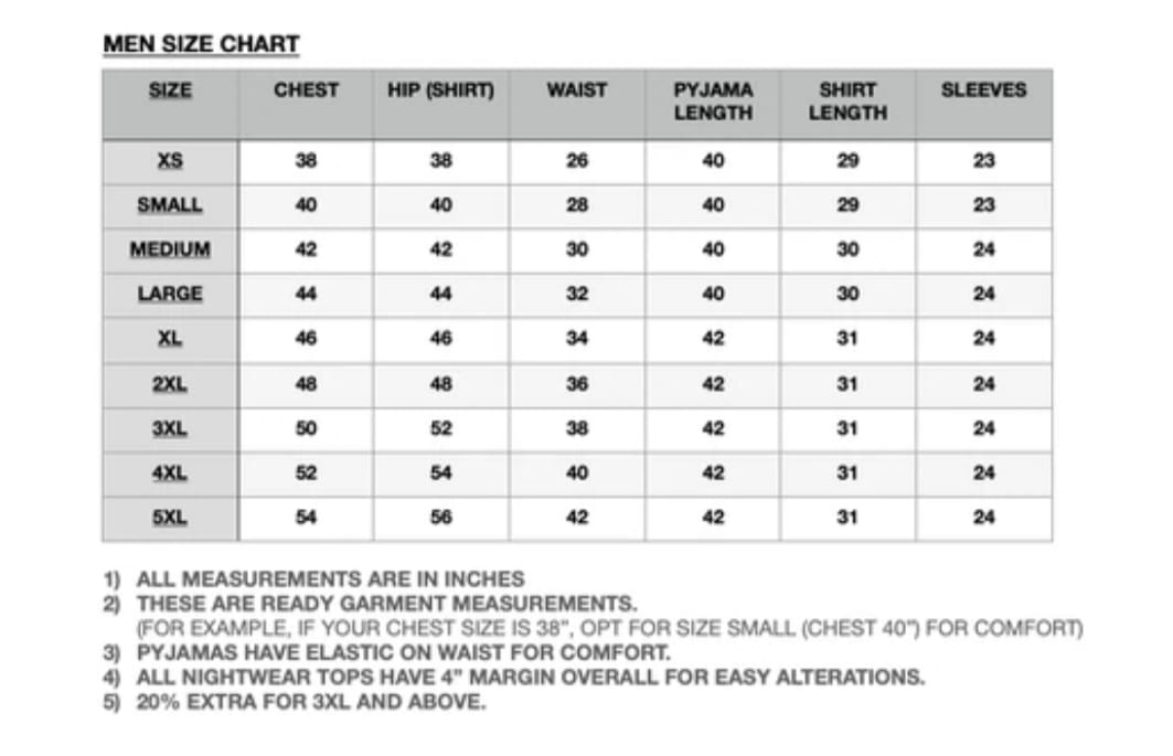 Size chart