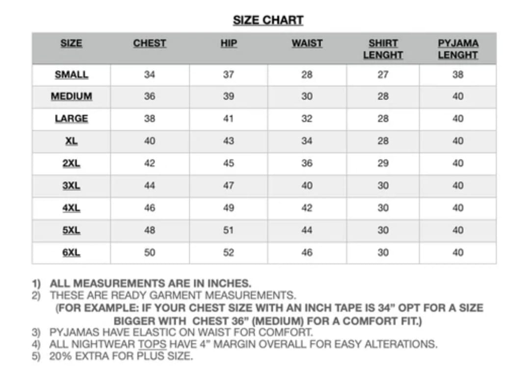 Size chart