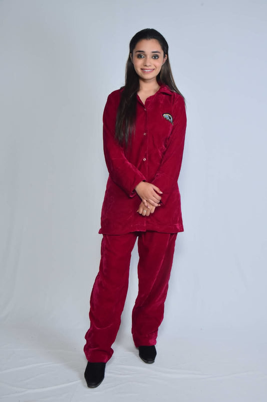 Evil  Eye emblished velvet pajamas