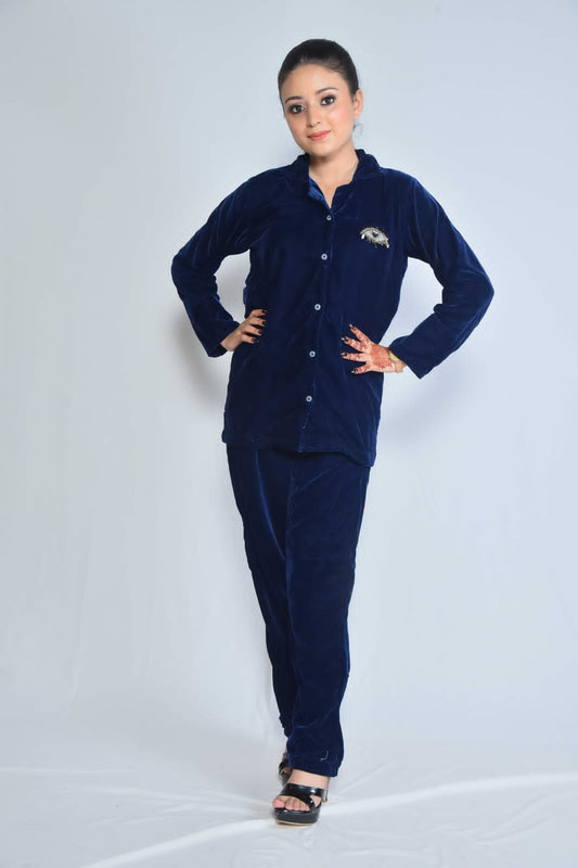 Evil eye velvet front open pajamas