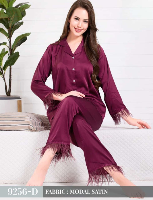 Feather trim nightwear