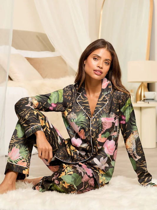 Multicolor Satin Floral Loungewear – Bold, Beautiful & Made to Lounge in Style