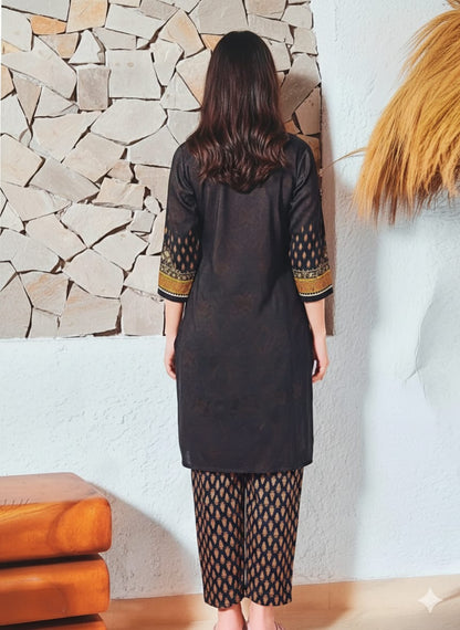 Midnight Gold Ethnic Print Co-ord Set – "Radiate Self-Love" Collection