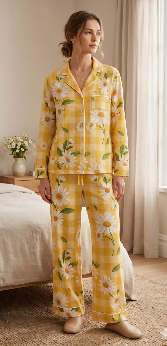 Sunny Days & Cozy Nights: Daisy Gingham Pajama Set