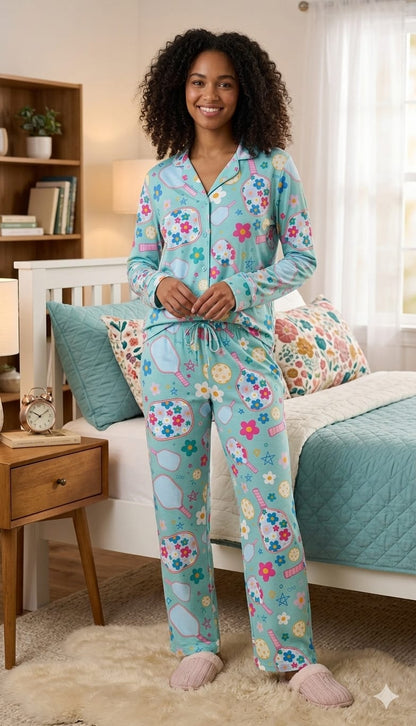 Pickles and patterns pajama set.