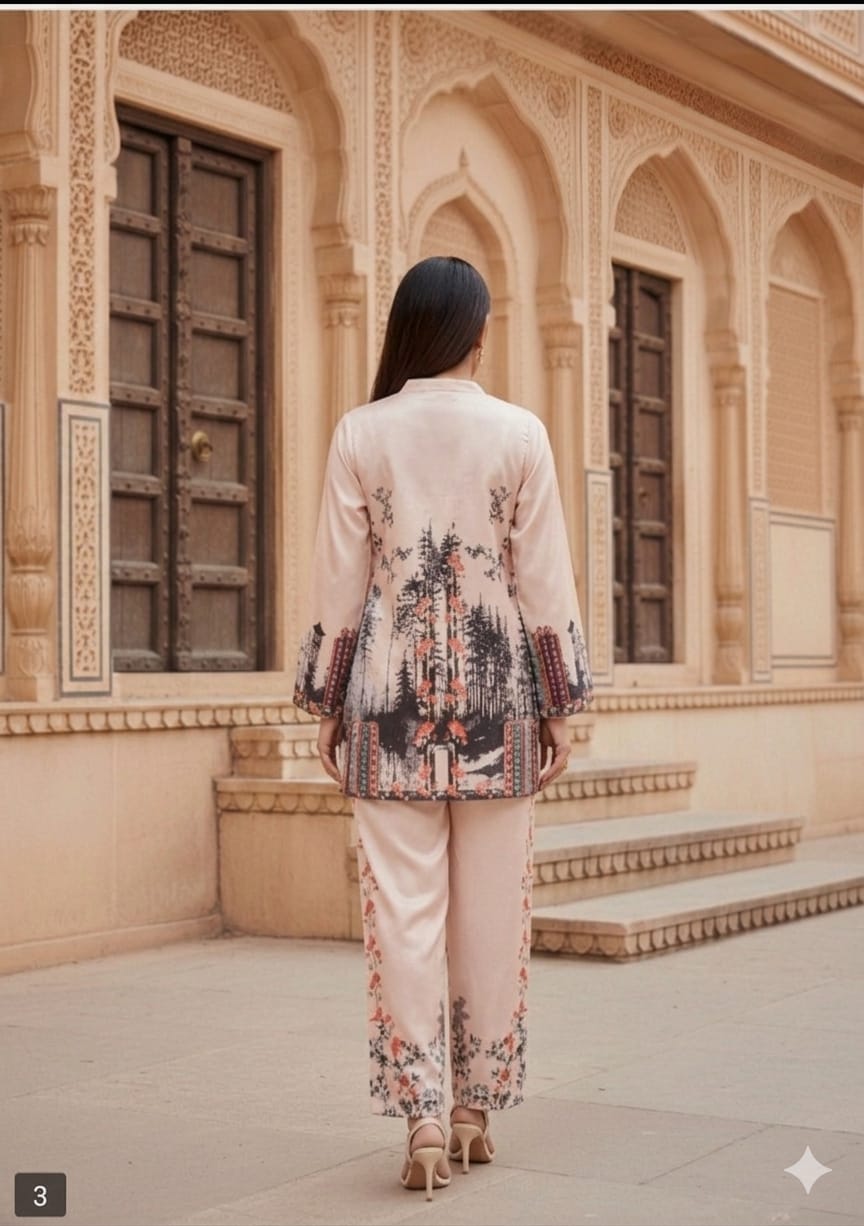 Rose Quartz Haveli Landscape Co-ord Set