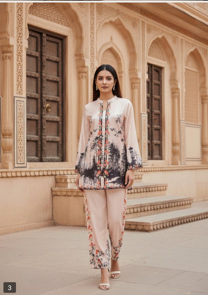 Rose Quartz Haveli Landscape Co-ord Set