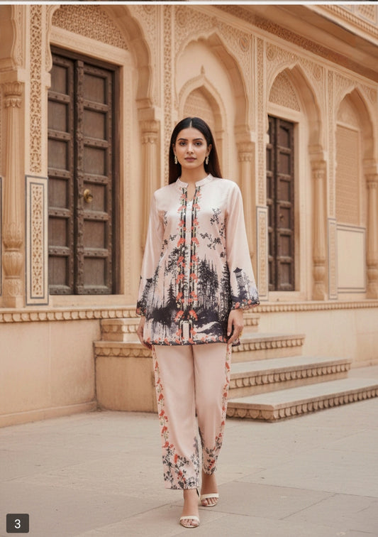 Rose Quartz Haveli Landscape Co-ord Set