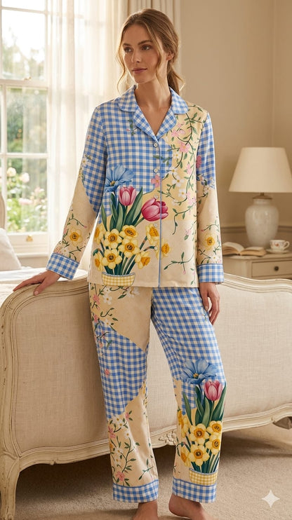 Spring Meadow Patchwork Pajama Set