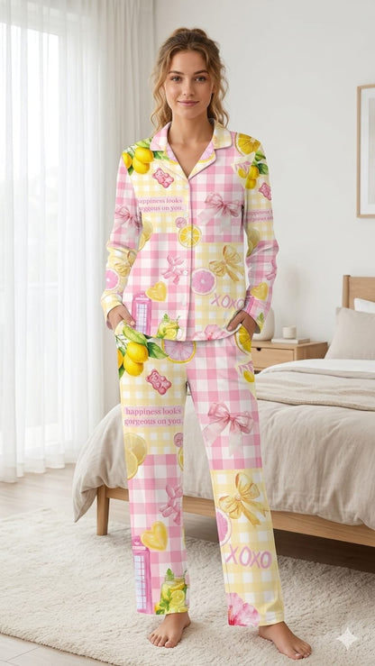 Sweet Lemonade Gingham Pajama Set