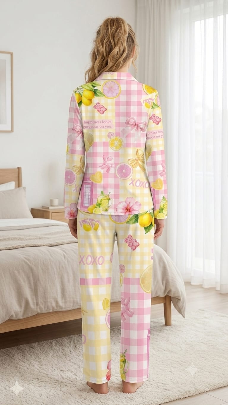 Sweet Lemonade Gingham Pajama Set