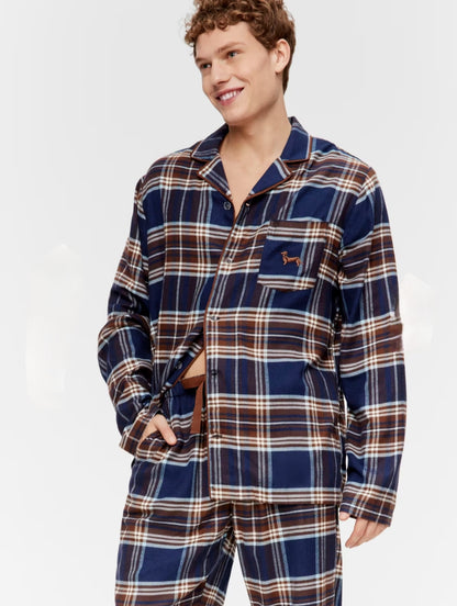 Navy check pj set