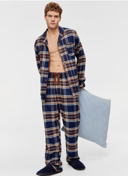Navy check pj set