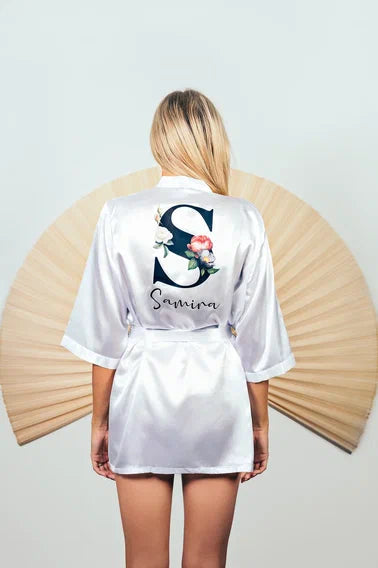Custom Satin robes with Initials and names for Bridesmaids Wedding robes