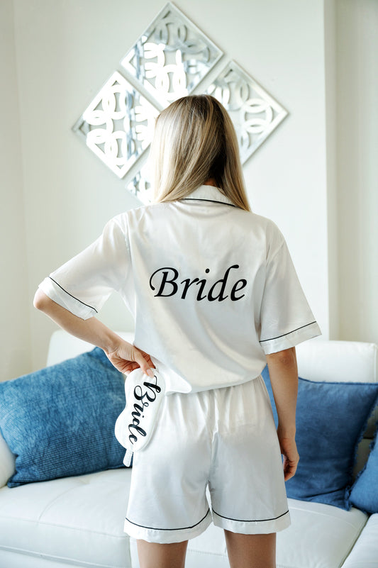 Bride Satin Short Set with Eyemask