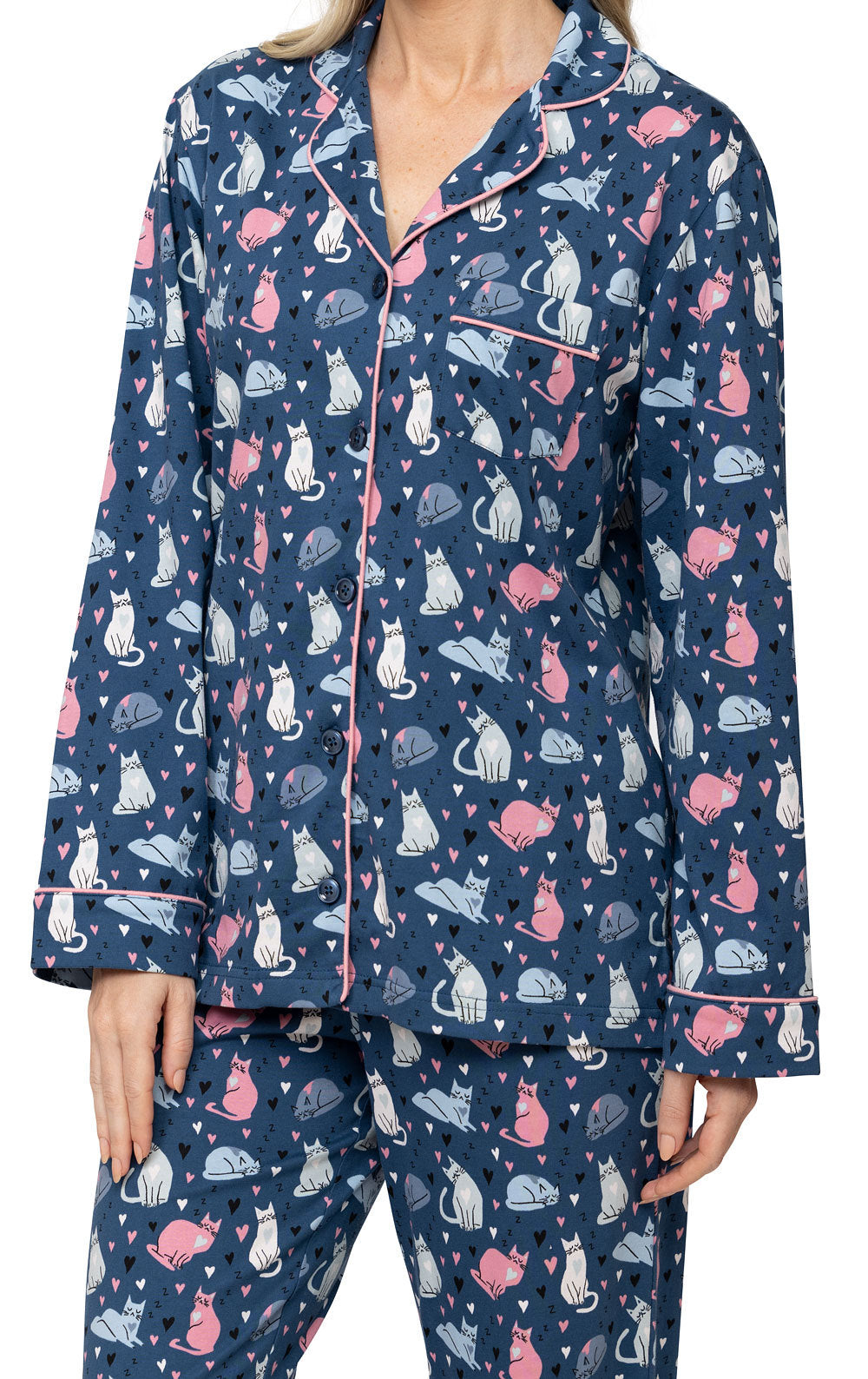 Navy Cat Boyfriend Pajamas