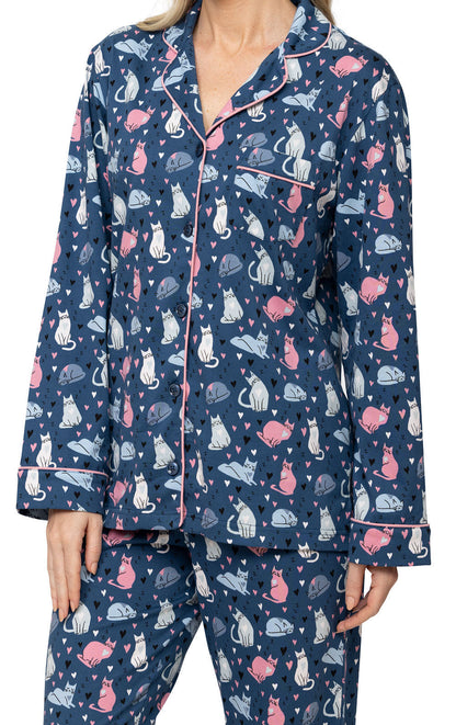 Navy Cat Boyfriend Pajamas