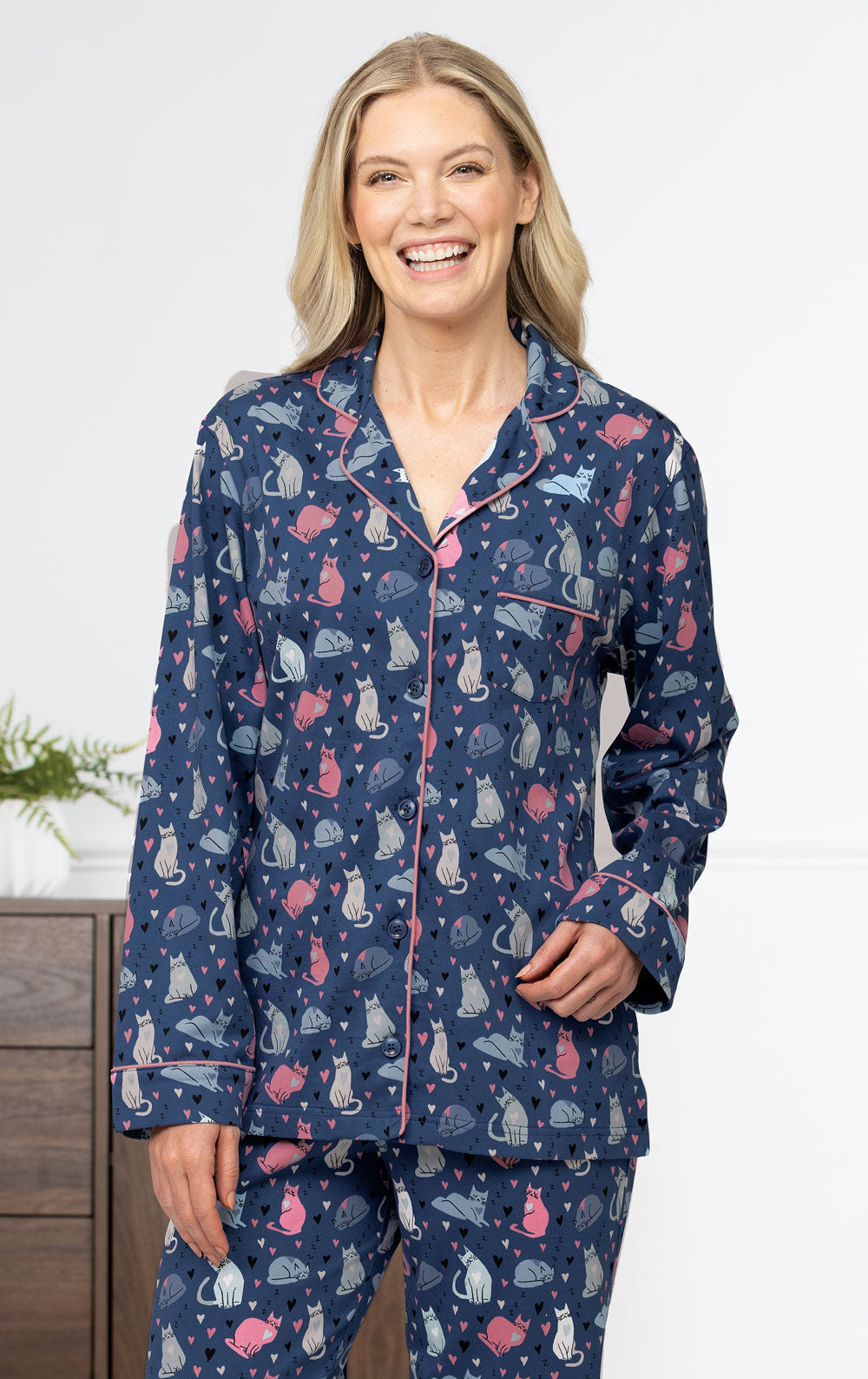 Navy Cat Boyfriend Pajamas